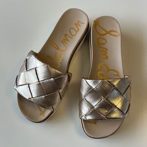 Sam Edelman Gold Metallic Sandals with Crisscross Straps